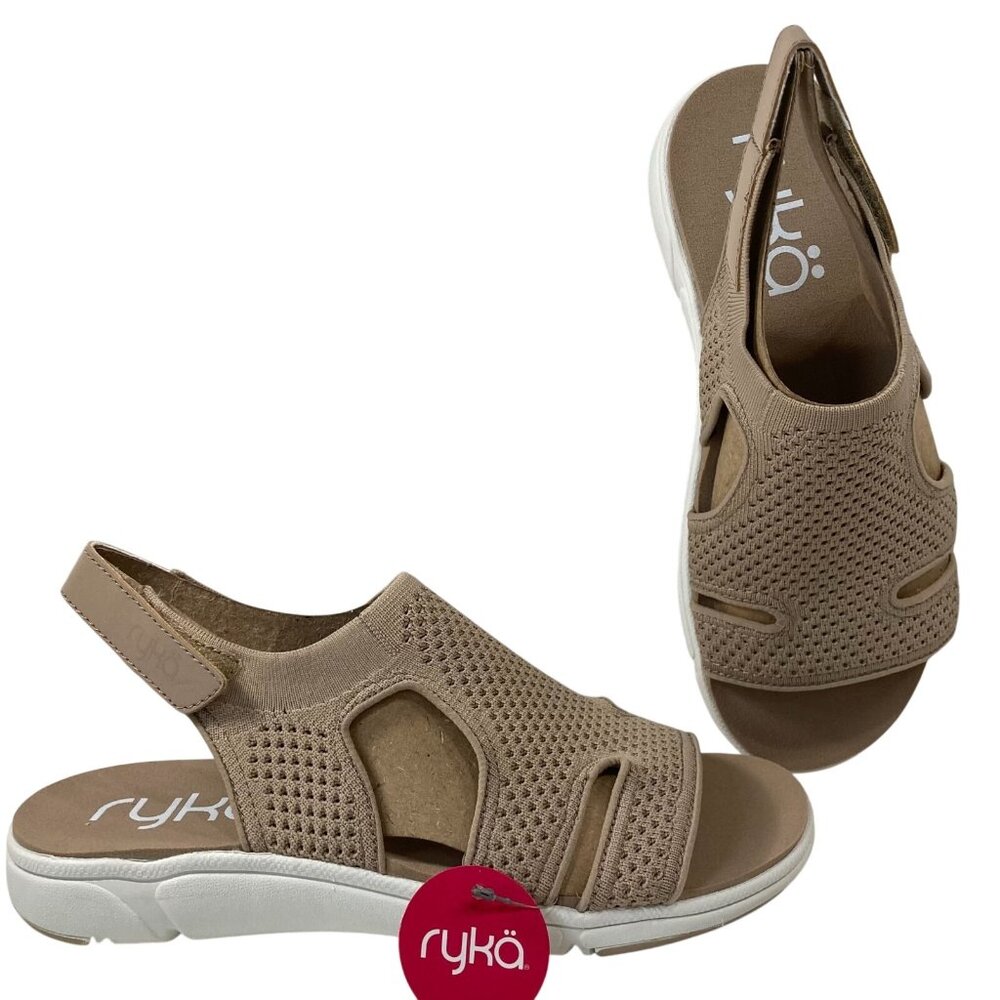 Ryka 8 Wide Micha Stretch Sport Slingback Tan Sandals for Women NIB
